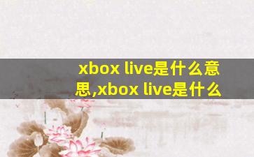 xbox live是什么意思,xbox live是什么